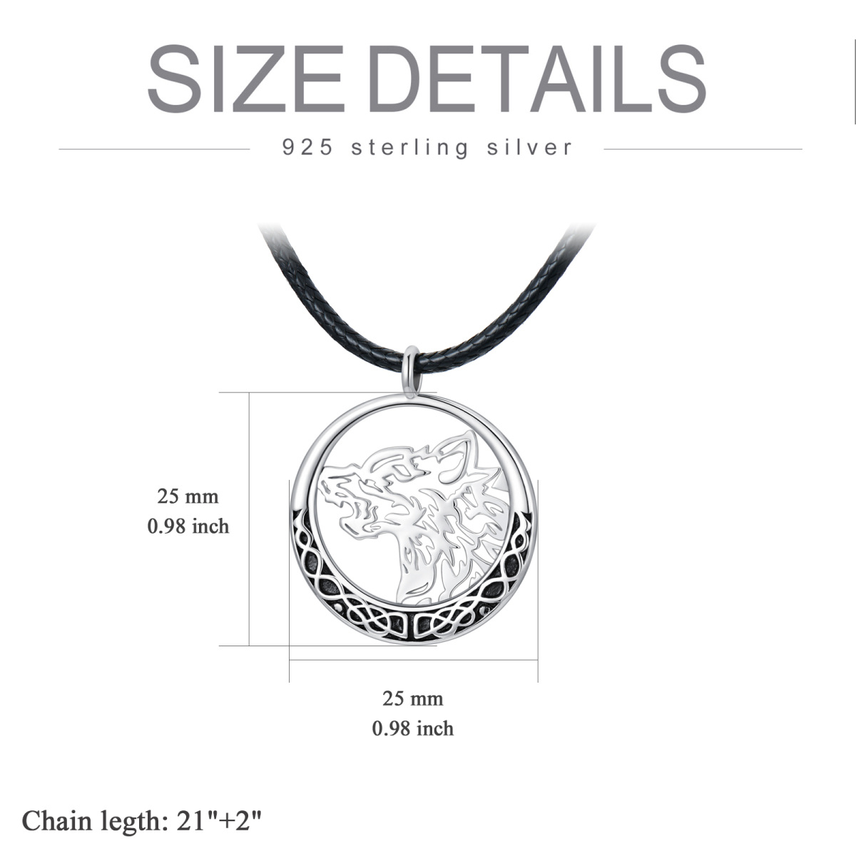 Collier pendentif loup en argent sterling-7