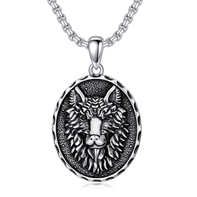 Sterling zilveren cubic zirconia wolf hanger ketting-1