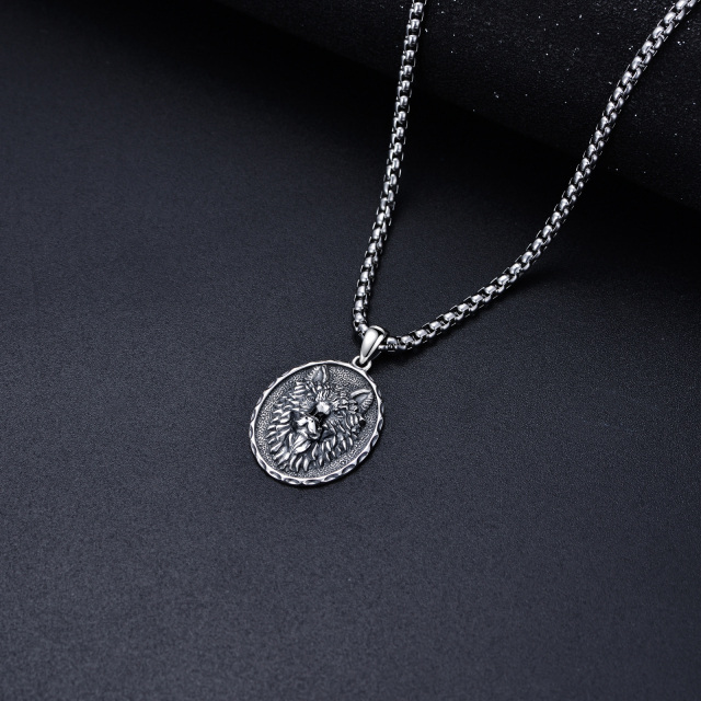 Collana con ciondolo a forma di lupo in argento sterling con zirconia cubica-5