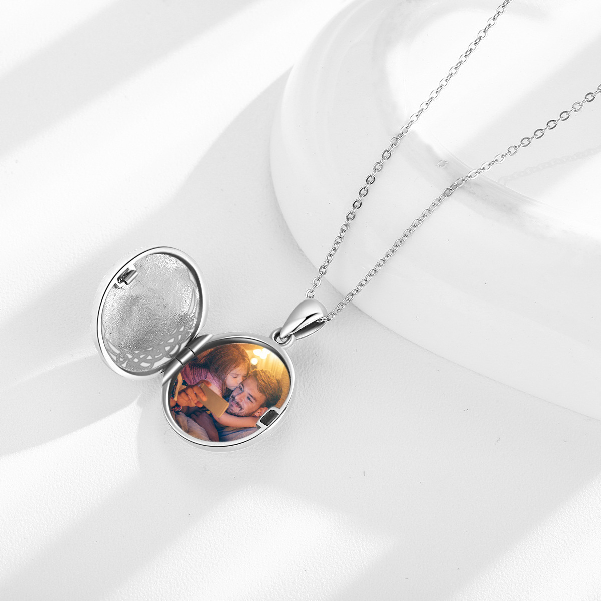 Collier en argent sterling avec loup et photo personnalisée Collier en argent sterling ave-6