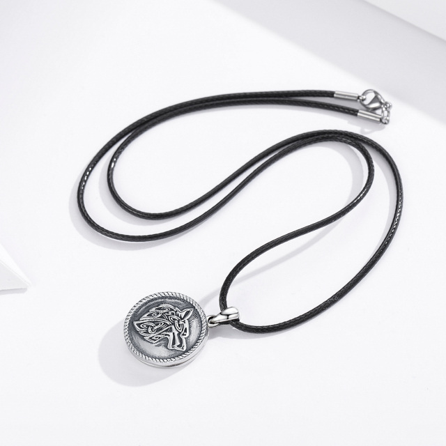 Collana con medaglione con foto personalizzata lupo in argento sterling per uomo-4