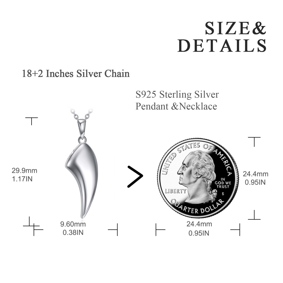 Sterling zilveren wolf tanden urnenketting voor as-5