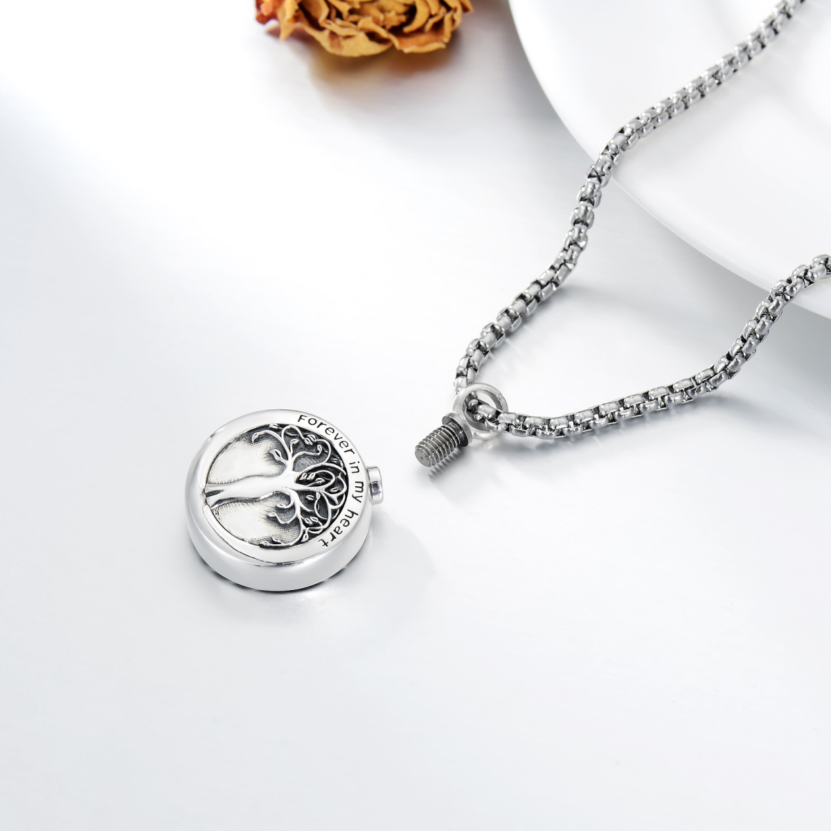 Sterling zilveren Wolf met levensboom met Keltische knoop Urn ketting voor as voor mannen-5