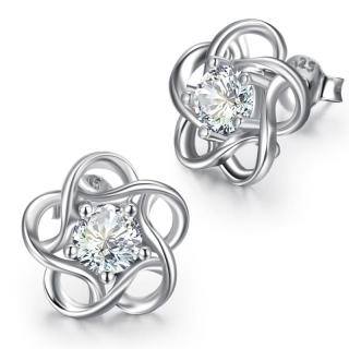 Sterling Silver Zircon Wildflowers Stud Earrings-53