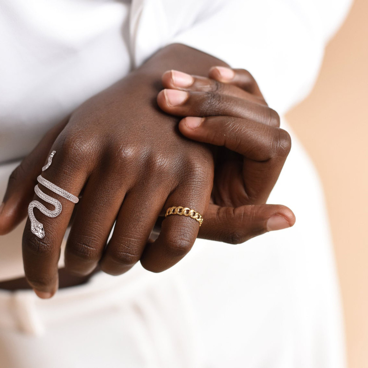 Sterling Silver Wrap Stacking Snake Open Ring-2