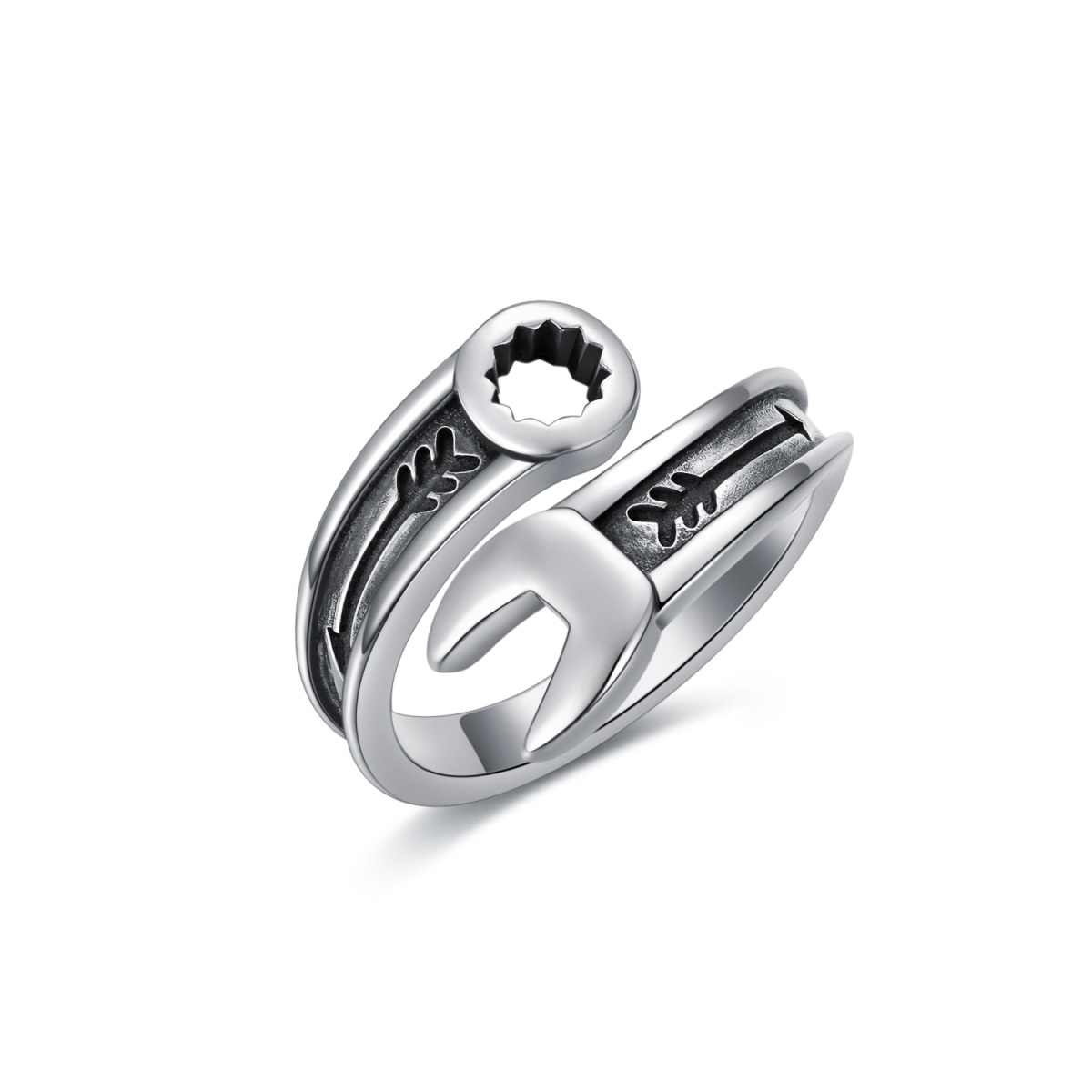 Bague ouverte en argent sterling avec clé à molette-1