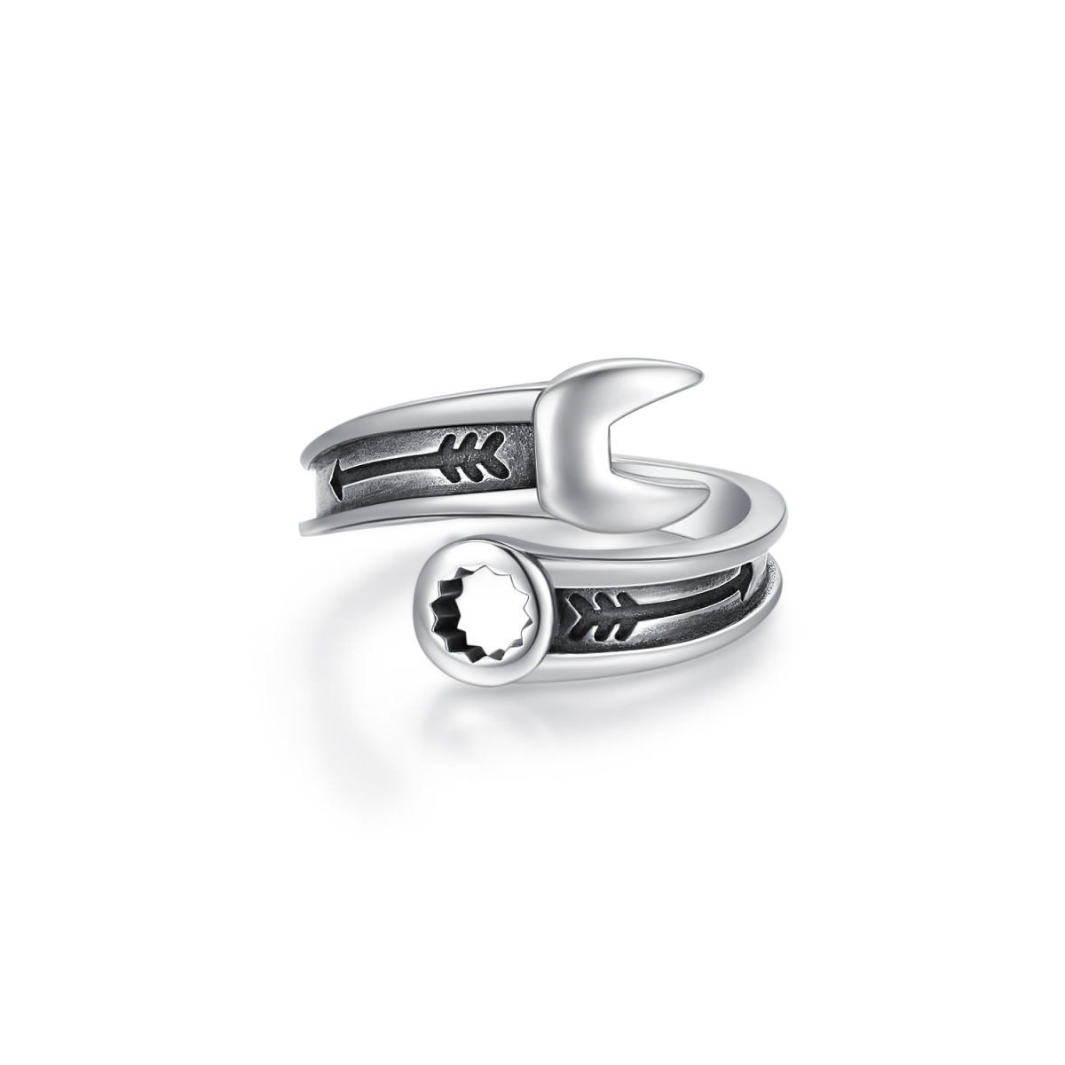 Sterling Silver Wrench Open Ring-3