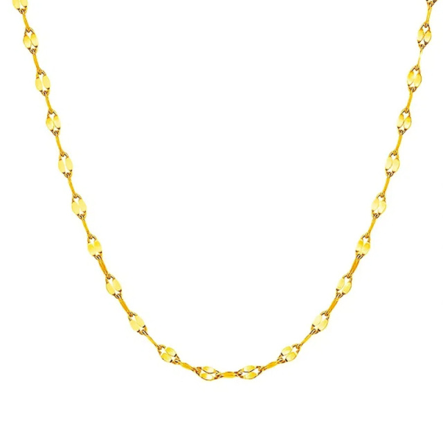 Sterling Silver with Yellow Gold Plated 2mm Lip Chain Sunflower Chain Necklace-1