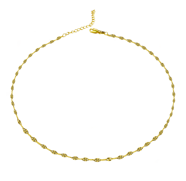 Collar de cadena de girasol con cadena de labios de 2 mm chapada en oro amarillo de plata de ley-2