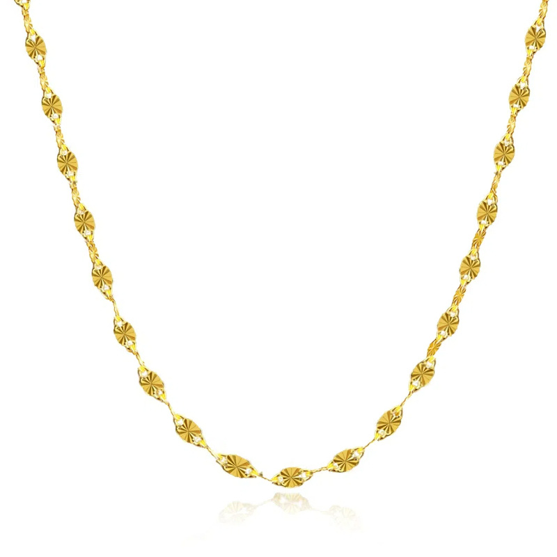 Sterling Silver Yellow Gold Plated 2mm Lip Chain Sunflower Chain Necklace-3