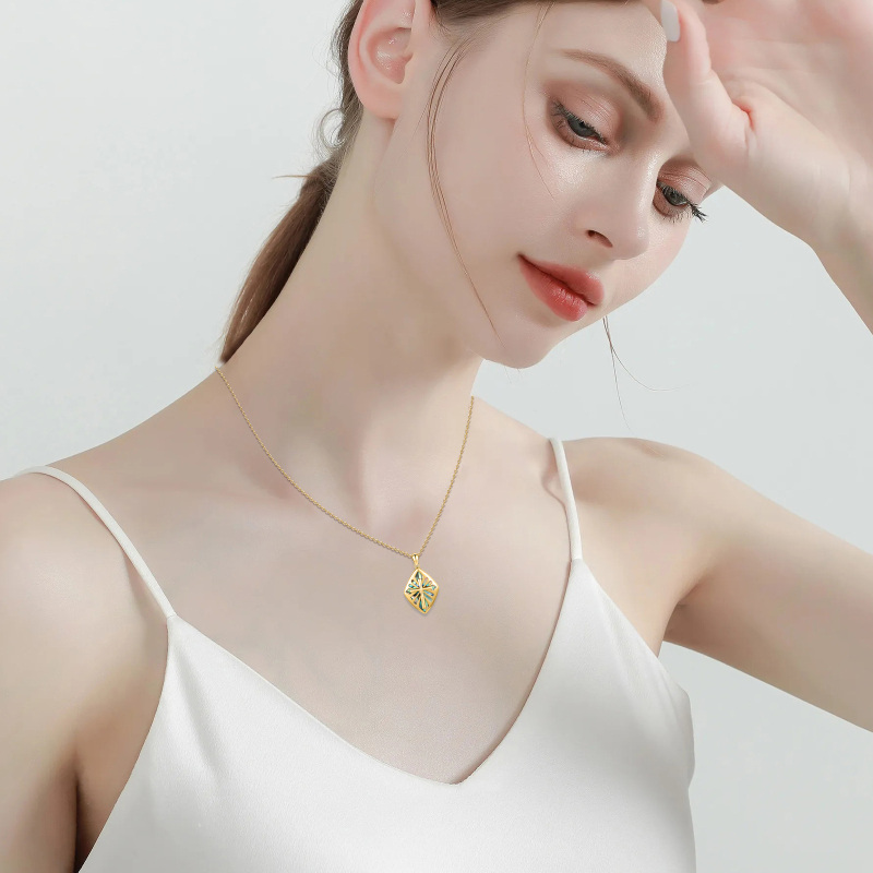 Halskette mit Kreuzanhänger aus Sterlingsilber mit Gelbgold-Plattierung und Abalone-Muschel-3