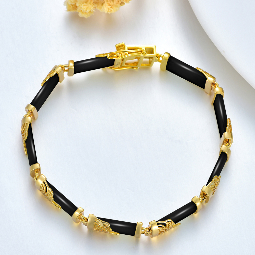 Sterling Silver with Yellow Gold Plated Agate Cloud Charm Bracelet-3