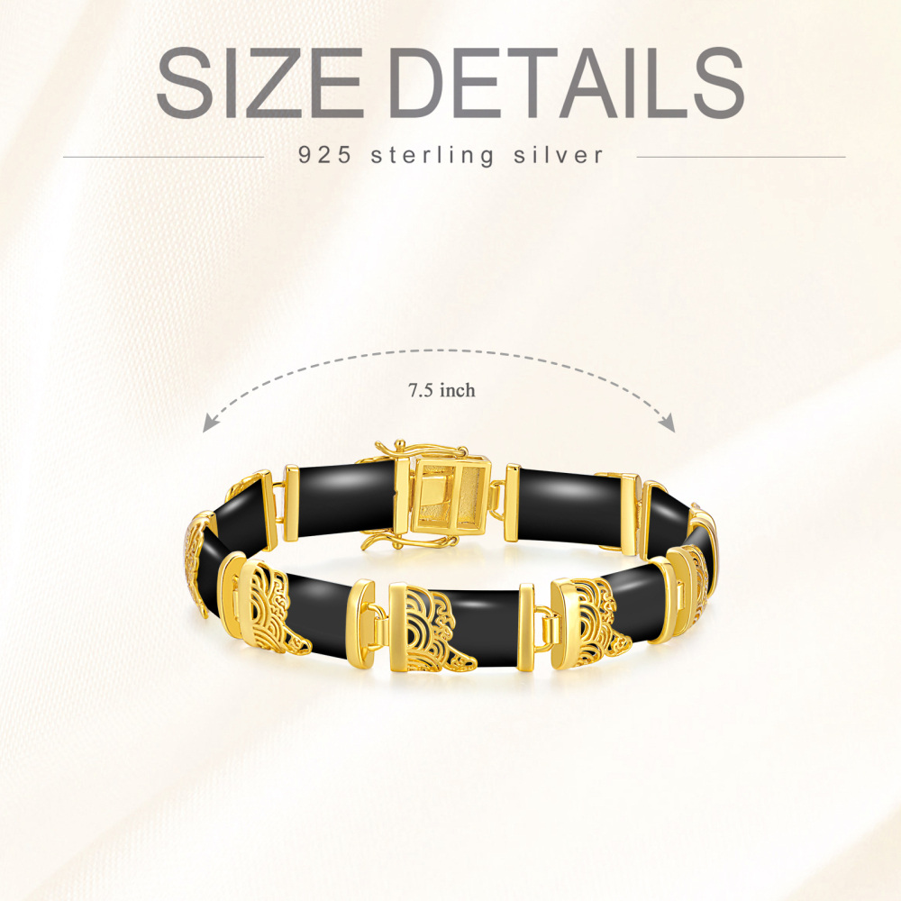 Sterling Silver with Yellow Gold Plated Agate Cloud Charm Bracelet-4