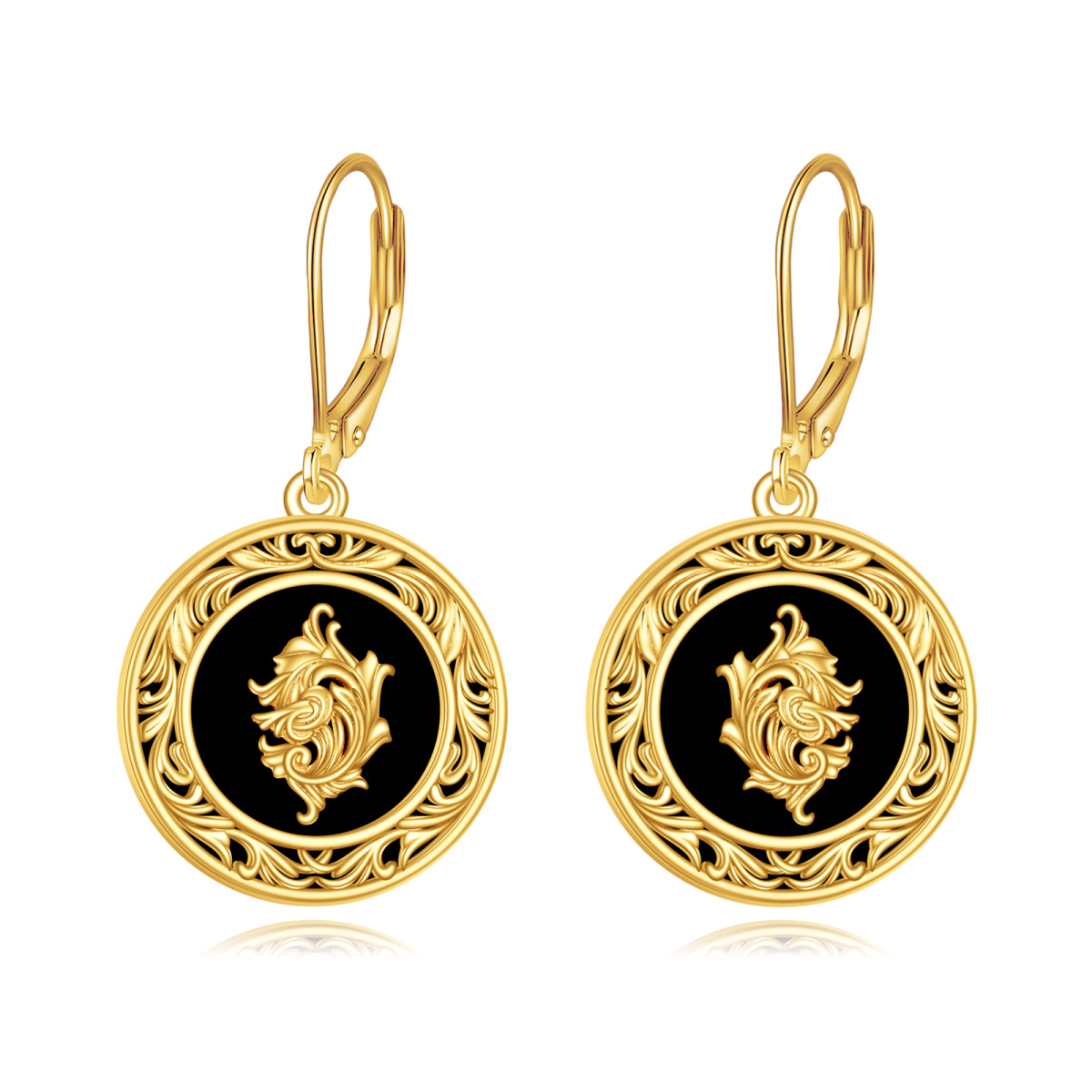 Sterling Silver with Yellow Gold Plated Agate Grandmother & Mother & Sisters Lever-back Earrings-1
