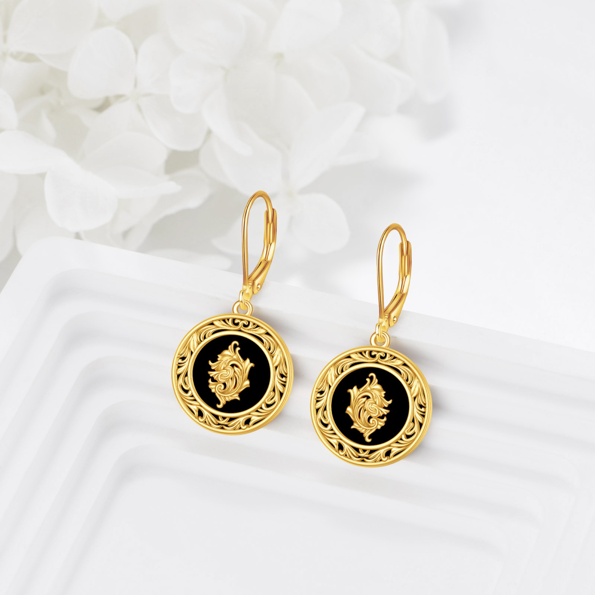 Sterling Silver with Yellow Gold Plated Agate Grandmother & Mother & Sisters Lever-back Earrings-3