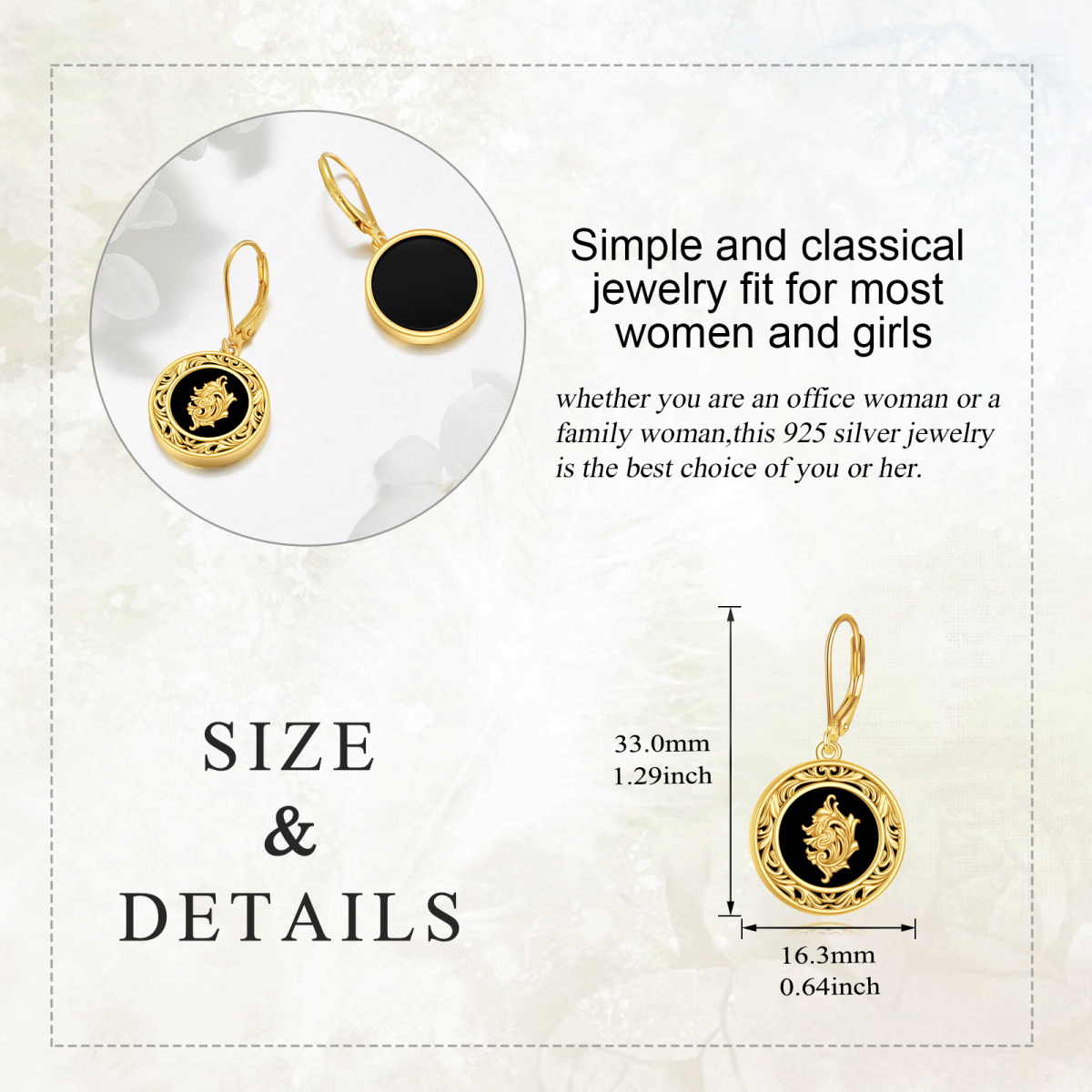 Sterling Silver with Yellow Gold Plated Agate Grandmother & Mother & Sisters Lever-back Earrings-5