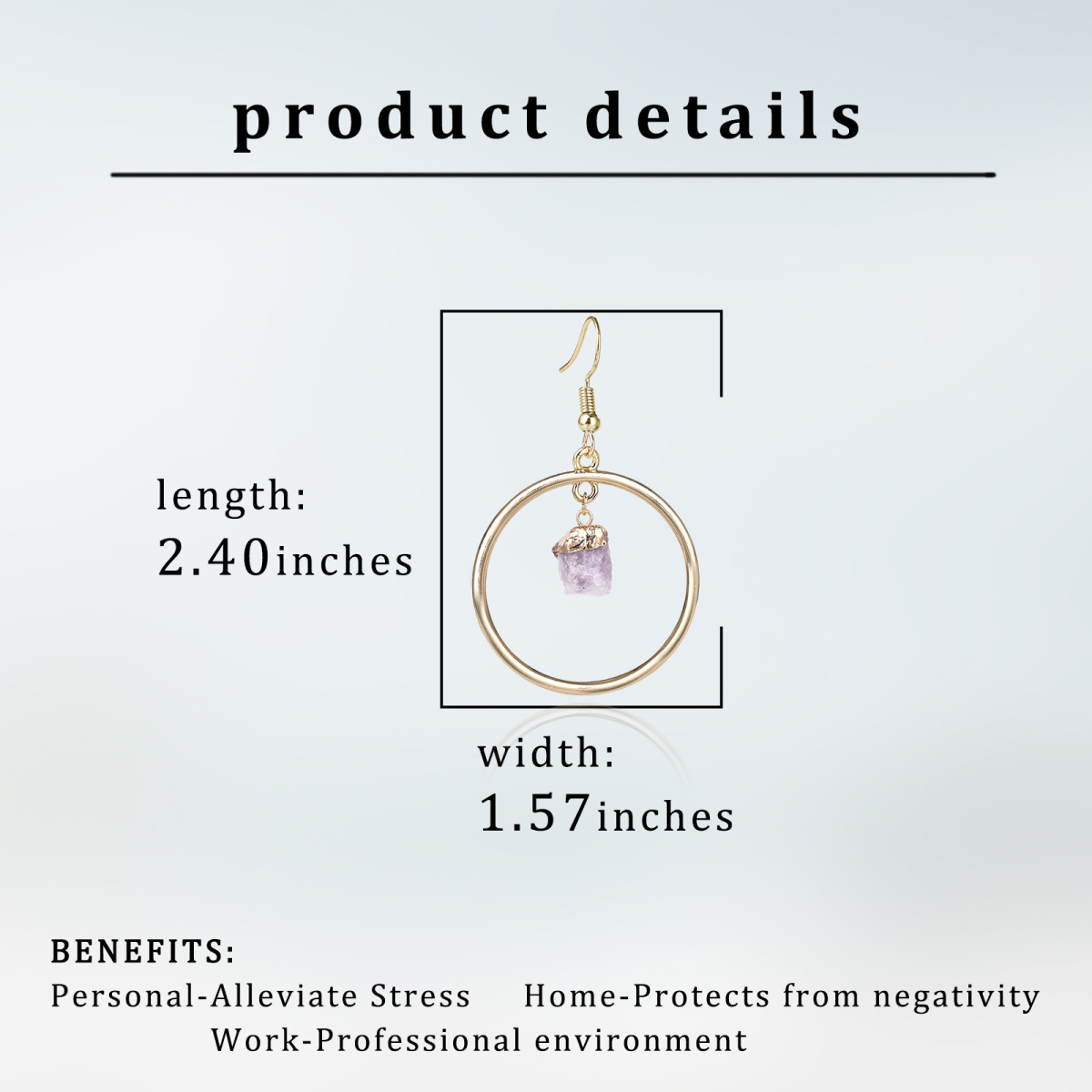 Sterling Silver with Yellow Gold Plated Amethyst Round Hoop Earrings-5