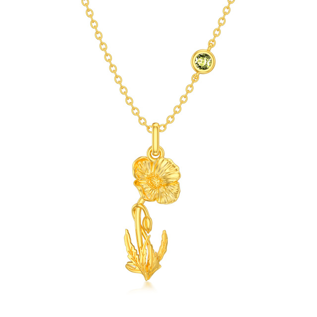 Collana con ciondolo a forma di papavero in argento sterling e placcato oro giallo con pie-1