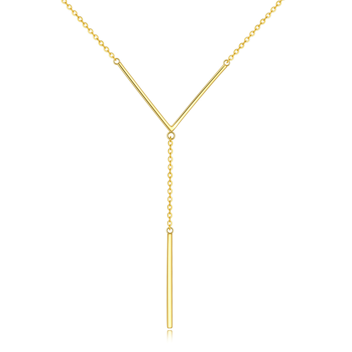 Sterling Silver with Yellow Gold Plated Bar Non-adjustable Y-Necklace-1