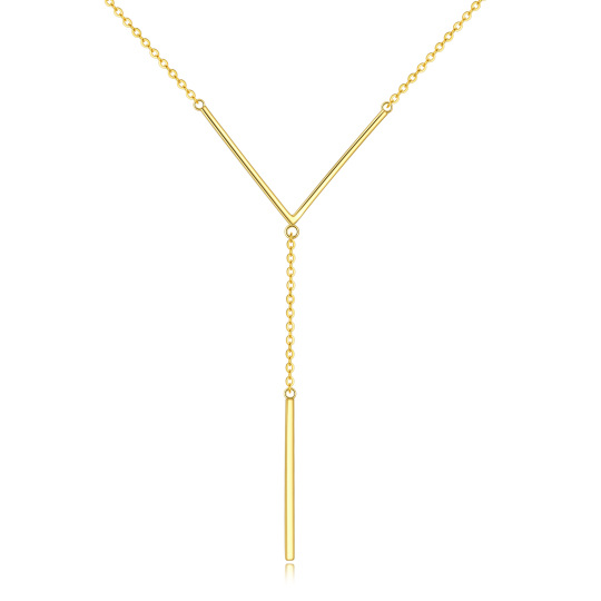 Collier en Y non réglable en argent sterling avec barre plaquée or jaune