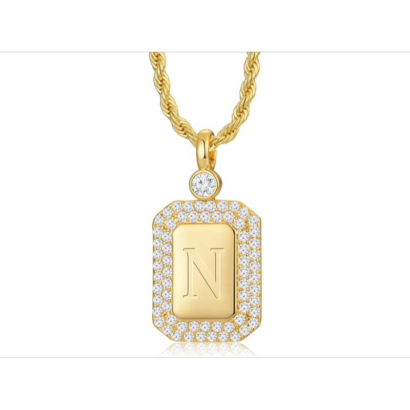 18 Karat Gold-Silberkette, personalisierte Halskette mit Anfangsbuchstaben für Frauen-3