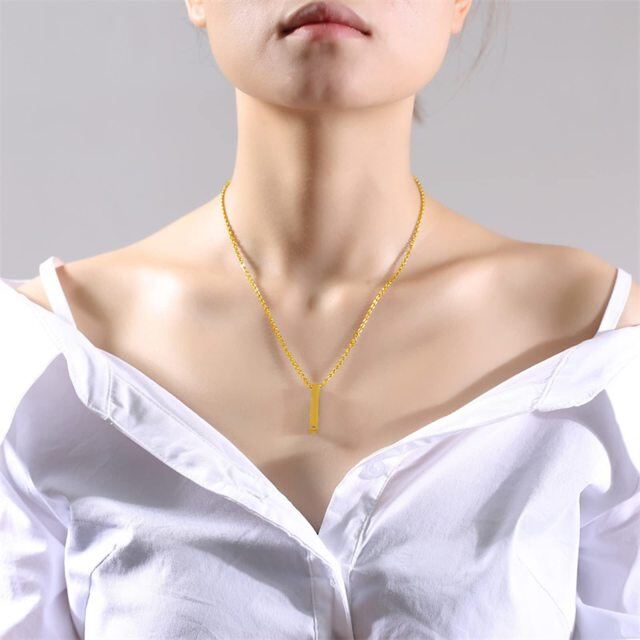 Collana con ciondolo a barretta in argento sterling e placcato oro giallo-3