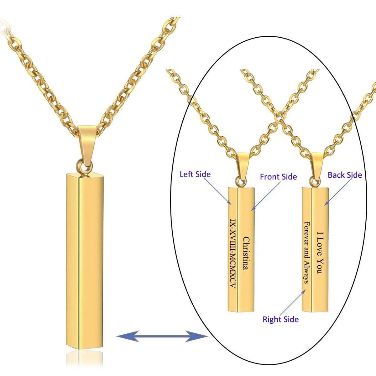 Halskette mit Stabanhänger aus Sterlingsilber mit Gelbgoldbeschichtung-3