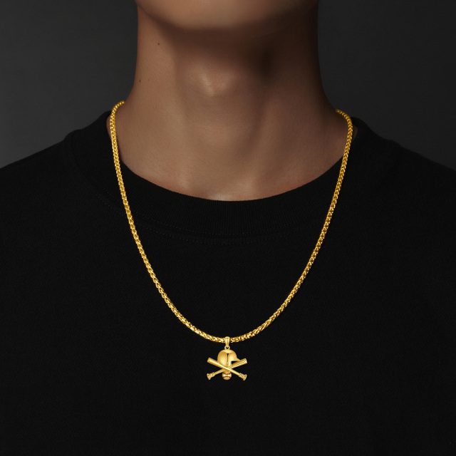 Collana con ciondolo da baseball in argento 925 e placcata oro giallo per uomo-2