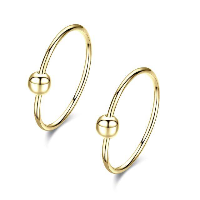 Sterling Silver with Yellow Gold Plated Bead Cartilage Hoop Earrings Three Pair Set-4