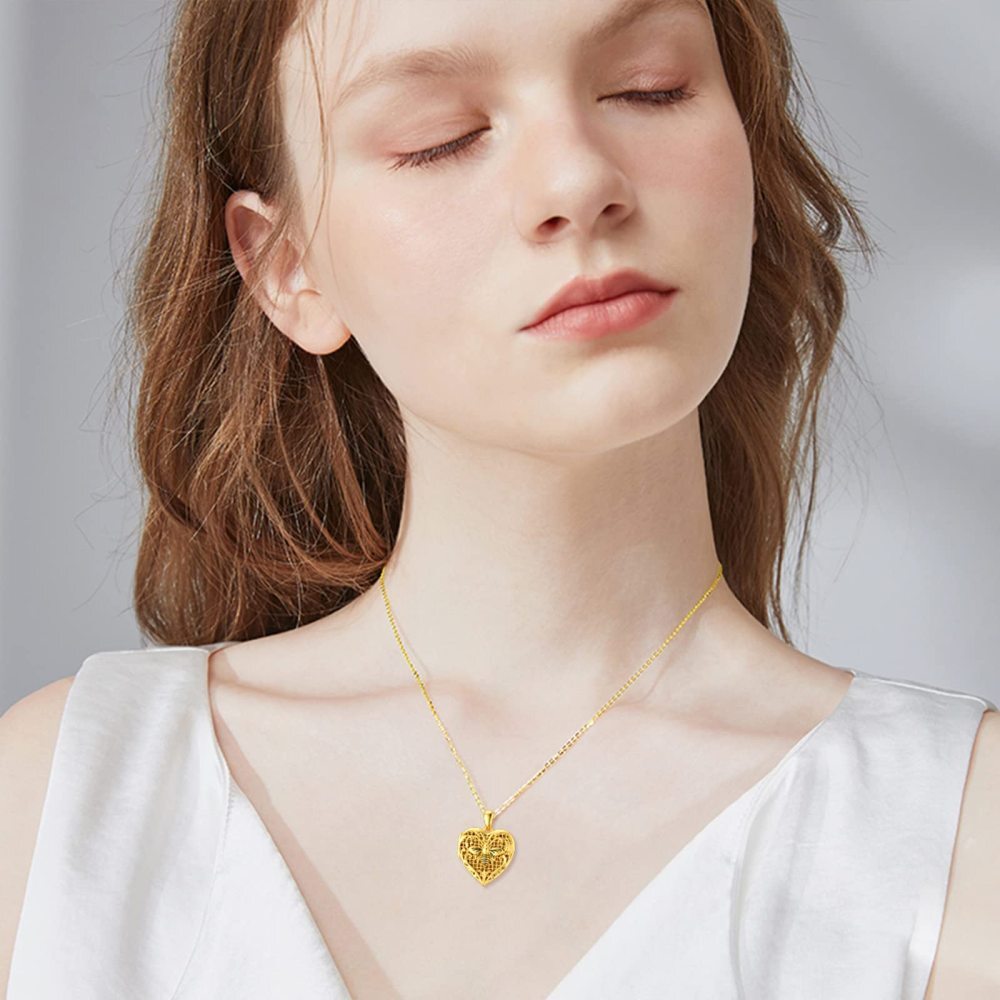 Sterling Silber mit Gelbgold plattiert Bienen personalisierte Foto Medaillon Halskette-2
