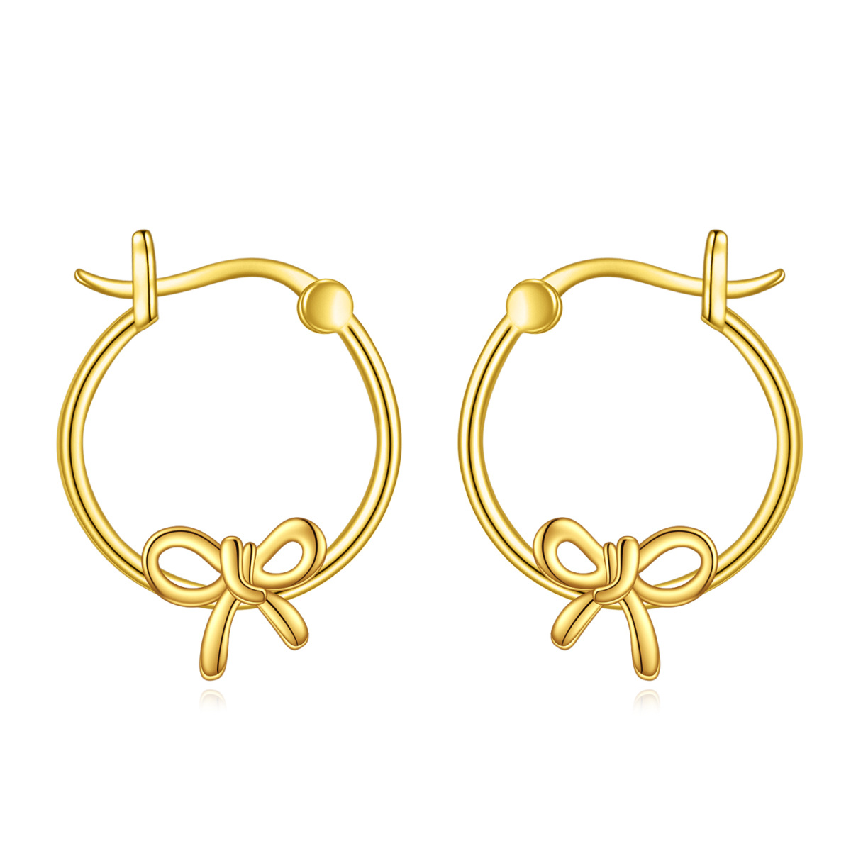 Boucles d'oreilles en argent sterling avec nœud plaqué or jaune-1