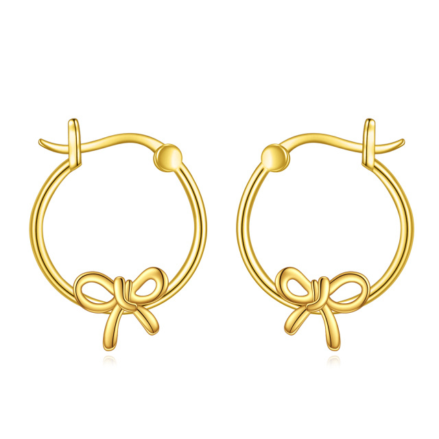 Boucles d'oreilles en argent sterling avec nœud plaqué or jaune-1