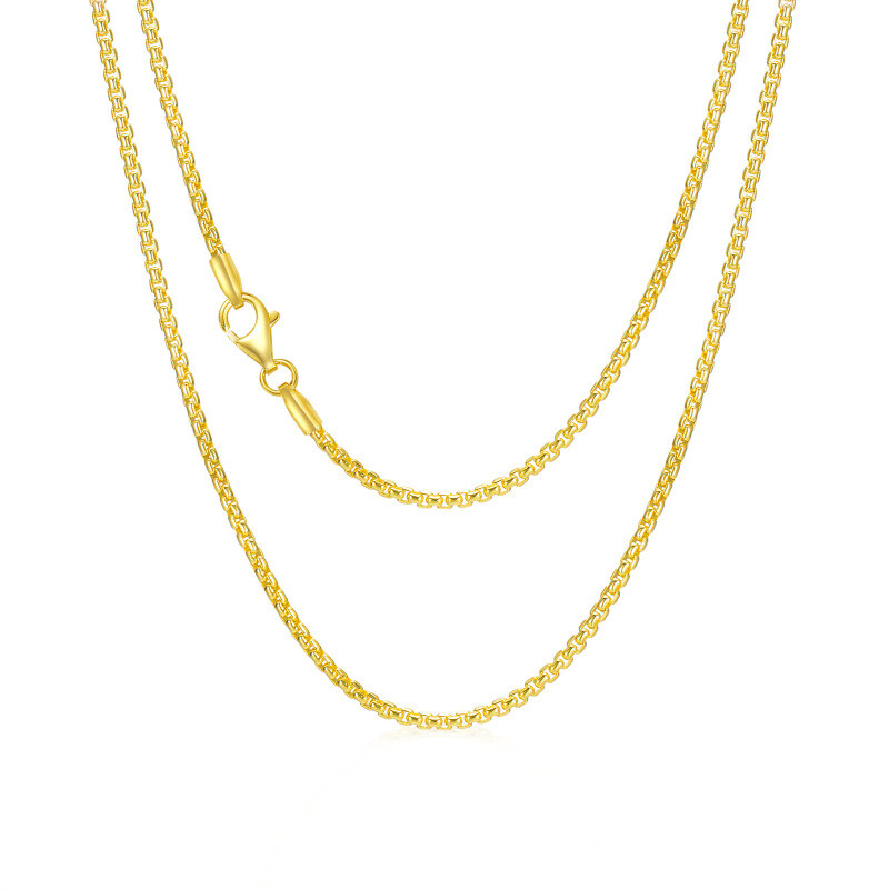 قلادة رجالية بسلسلة مربعة مطلية بالذهب الأصفر على الفضة الإسترلينية-1