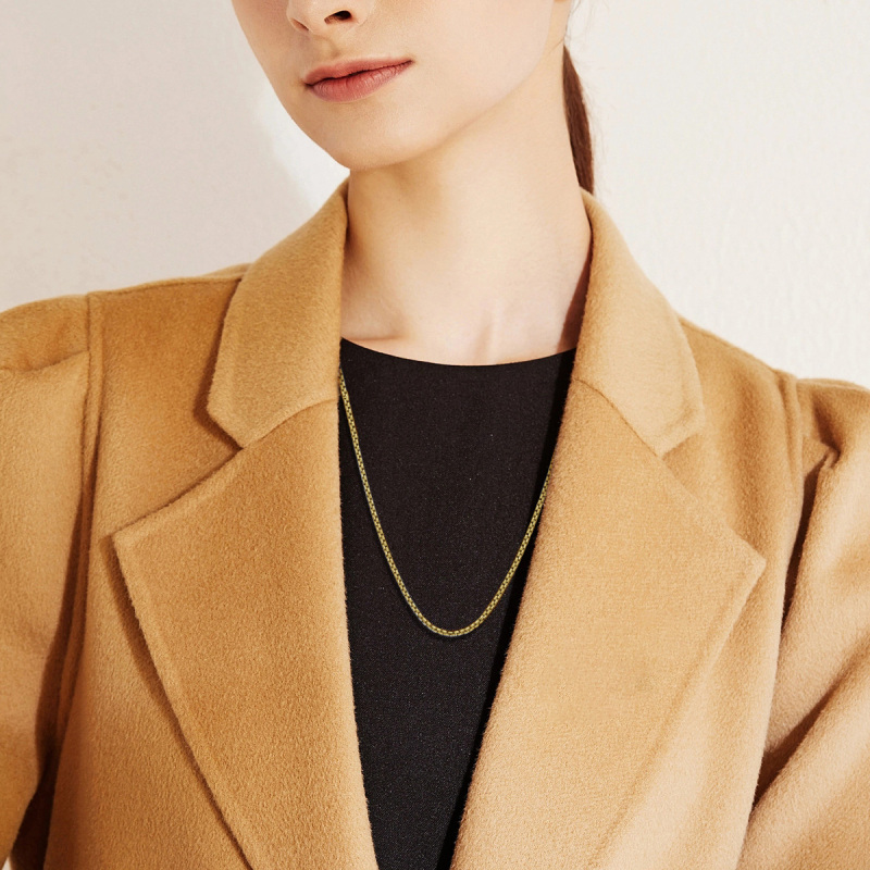 Sterling Silver with Yellow Gold Plated Box Chain Necklace-2