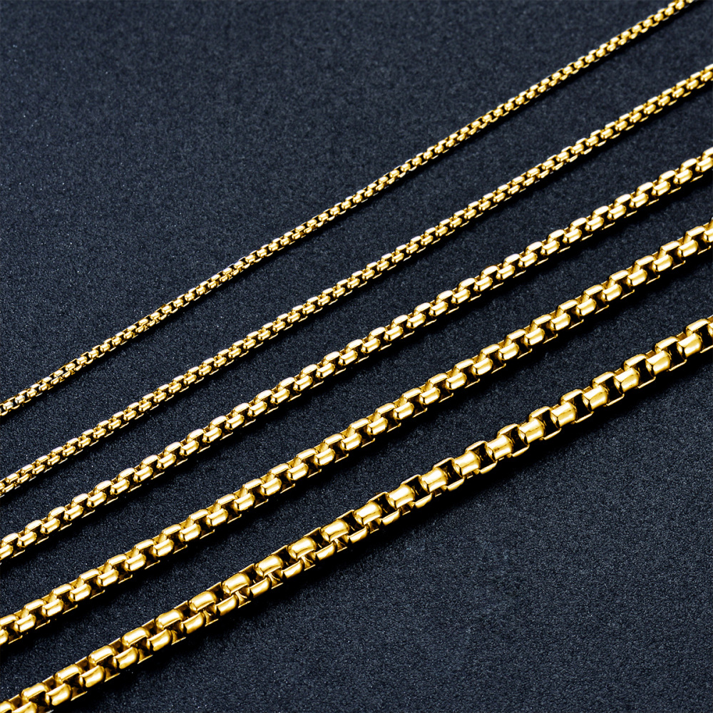 Sterling Silver with Yellow Gold Plated Box Chain Necklace-3