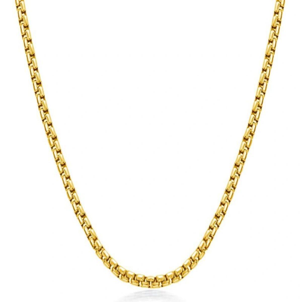 Collar de plata de ley con cadena de caja chapada en oro amarillo-1