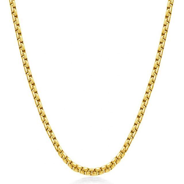 Collar de plata de ley con cadena de caja chapada en oro amarillo-1