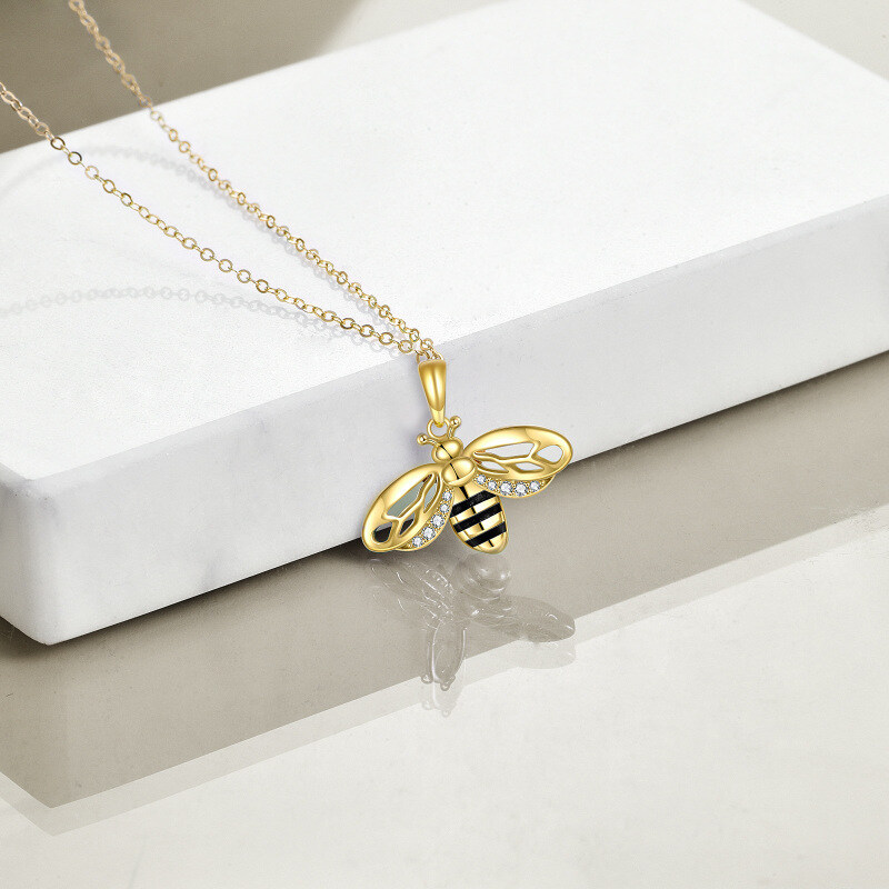 قلادة عُقدة نحلة من الزيركونيا المكعبة مطلية بالذهب الأصفر مع فضة استرلينية-3