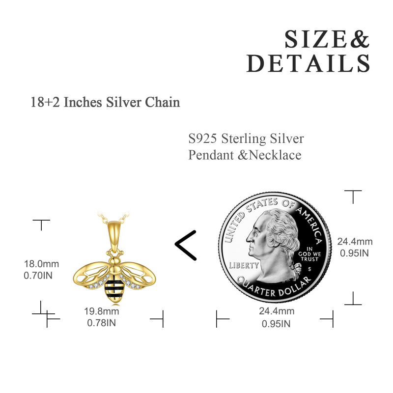 قلادة عُقدة نحلة من الزيركونيا المكعبة مطلية بالذهب الأصفر مع فضة استرلينية-5