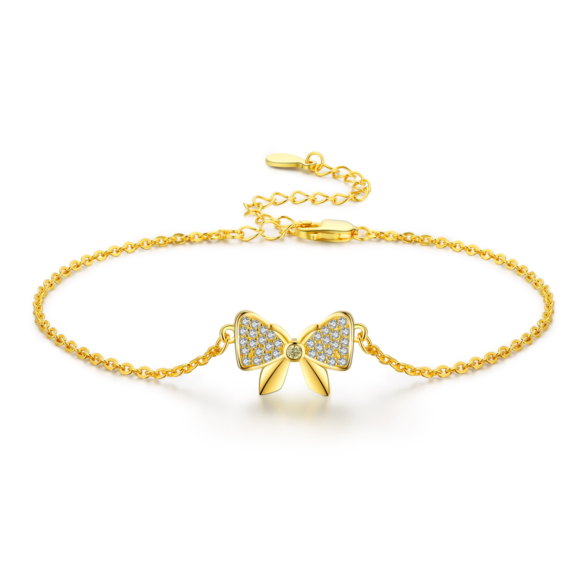 Sterling Silver with Yellow Gold Plated Butterfly Chain Bracelet