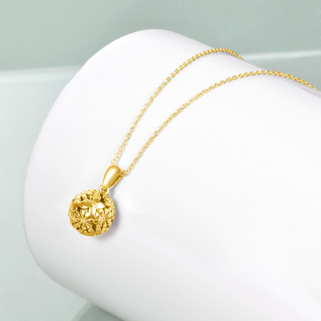 Collana con ciondolo a forma di farfalla, margherita e sfera in argento 925 e placcato oro giallo.-4