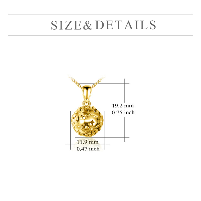 Sterling Silver with Yellow Gold Plated Cubic Zirconia Butterfly & Daisy & Spherical Pendant Necklace-5