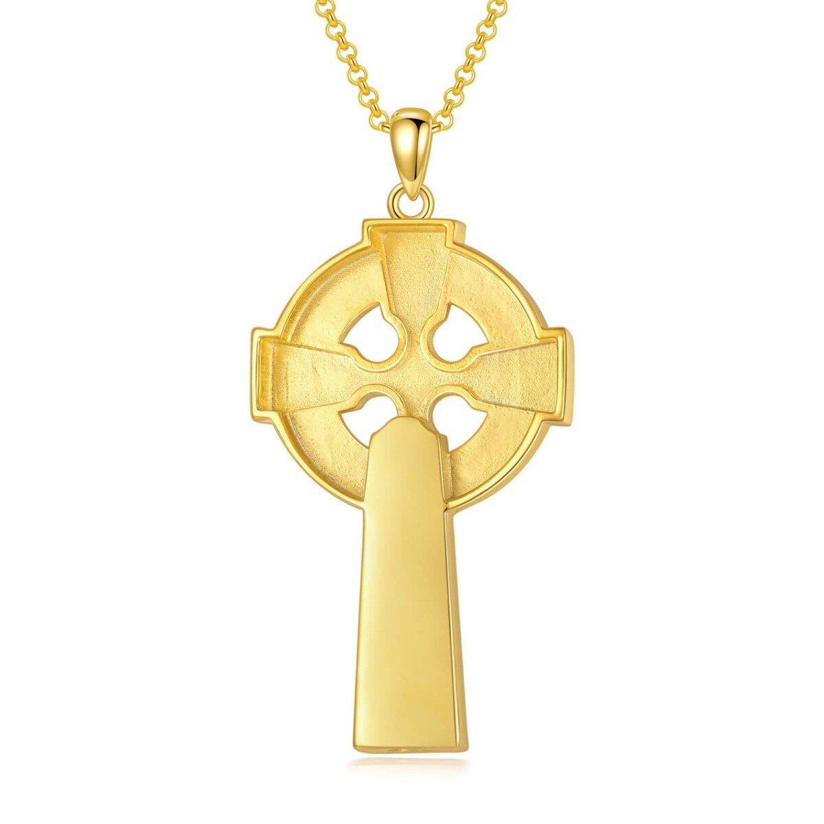 Sterling Silber mit Gelbgold vergoldet Keltischer Knoten & Kreuz Urnenhalskette-4