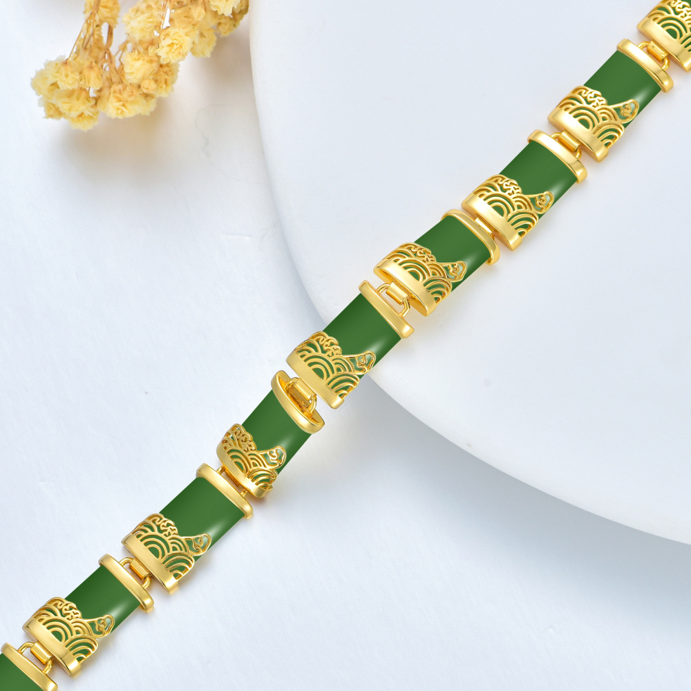 Sterling Silver with Yellow Gold Plated Chalcedony Cloud Charm Bracelet-3