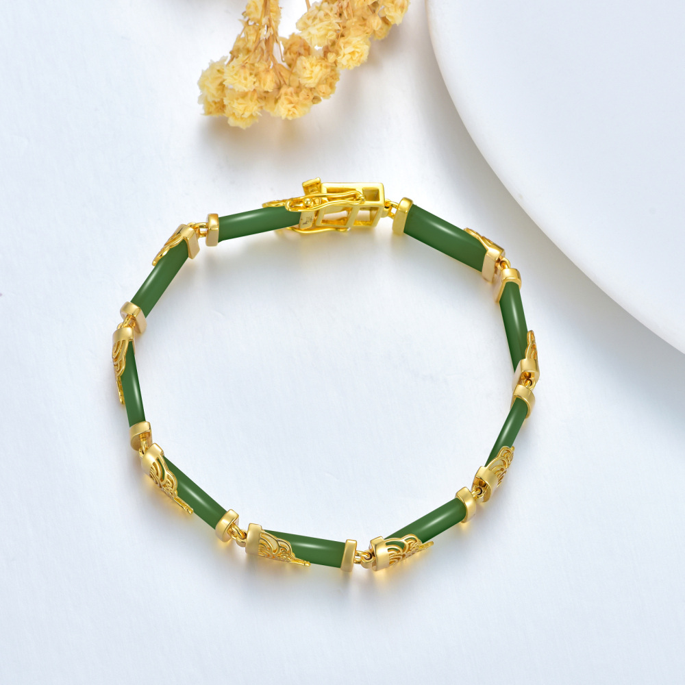 Sterling Silver with Yellow Gold Plated Chalcedony Cloud Charm Bracelet-5