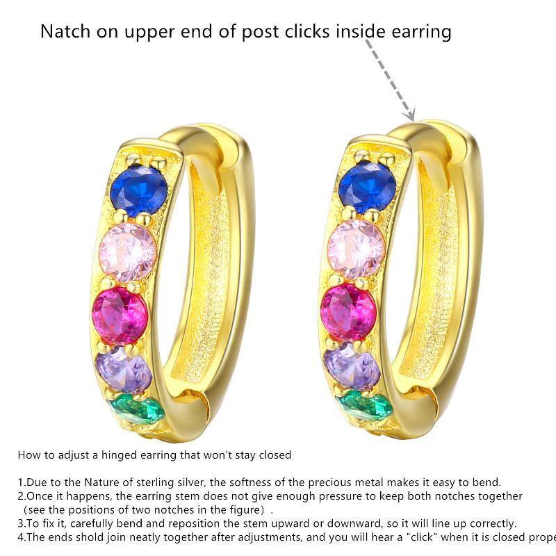 أقراط دائرية من الفضة الإسترلينية المطلية بالذهب الأصفر مرصعة بالزركونيا المكعبة-5