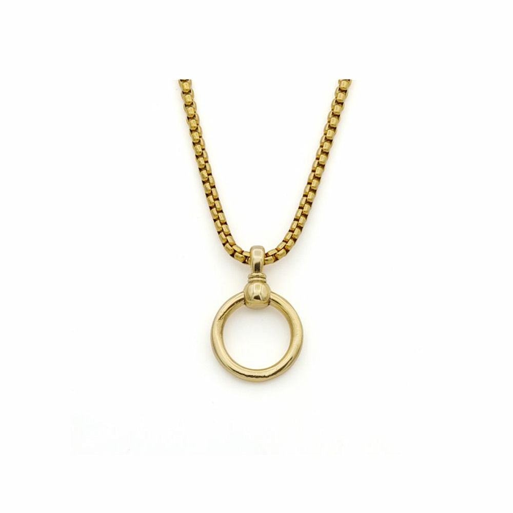 Sterling Silver With Yellow Gold Plated Circle Circle Pendant Necklace For Men-1