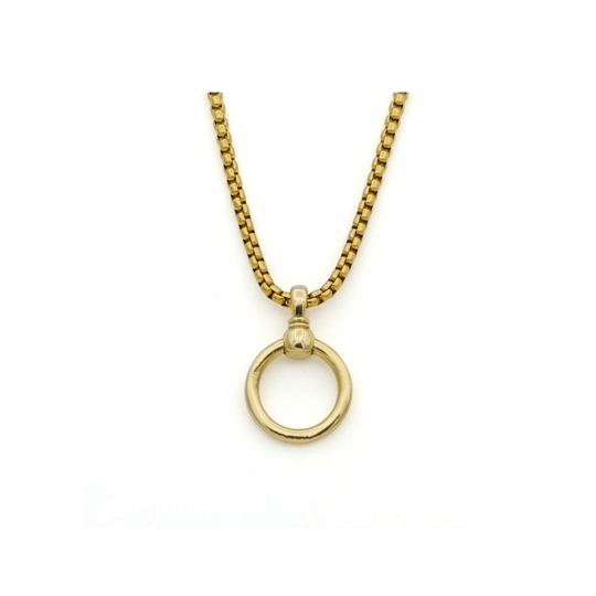 Sterling Silver With Yellow Gold Plated Circle Circle Pendant Necklace For Men