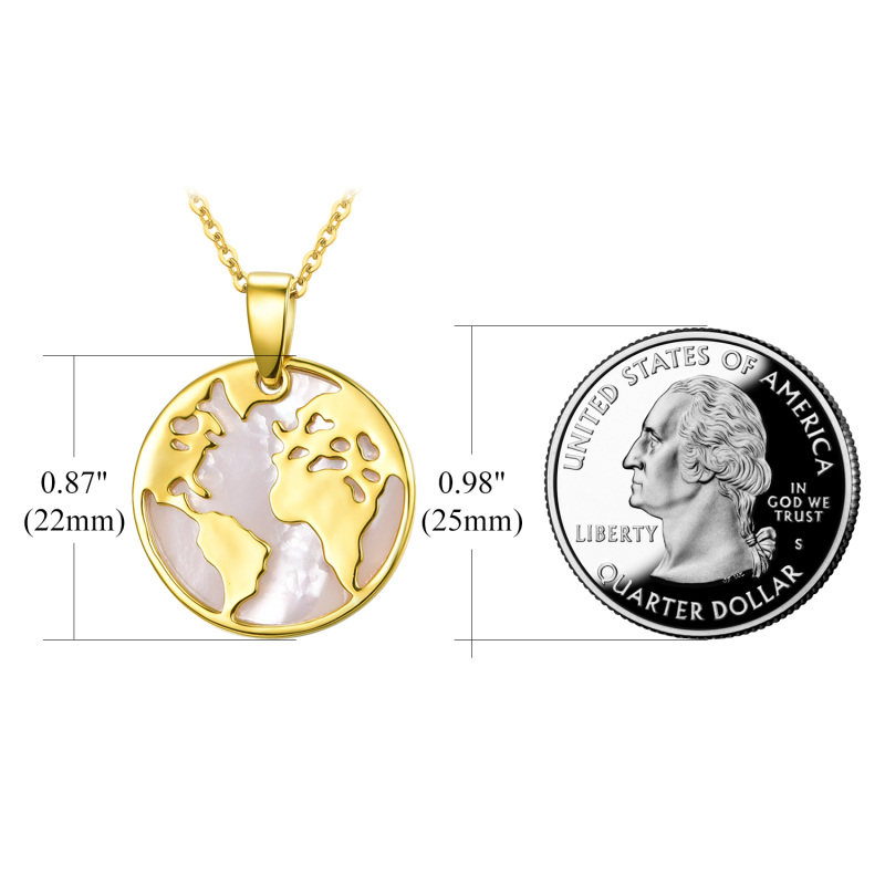 Sterling zilver met geel goud vergulde ronde vorm Abalone schelpdieren ronde hanger ketting-5