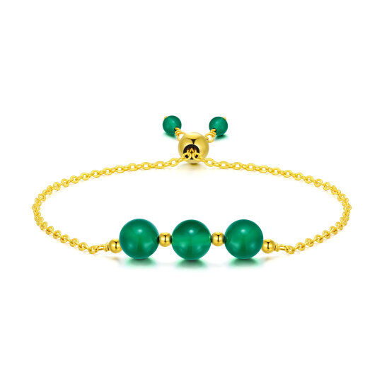 Argento 925 con placcatura in oro giallo Bracciale circolare di perline di metallo a forma di agata